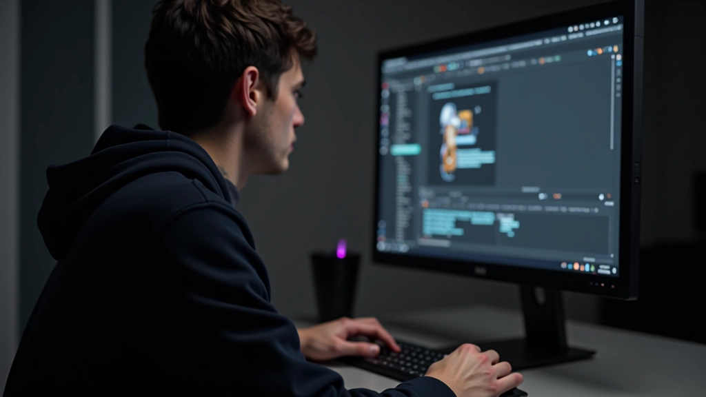 Designer werkt aan responsive design op groot monitor scherm met design tools open